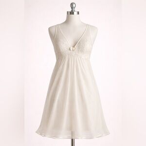 Oscar de la Renta Ivory Sheer Lace Babydoll Nightgown – Size XL